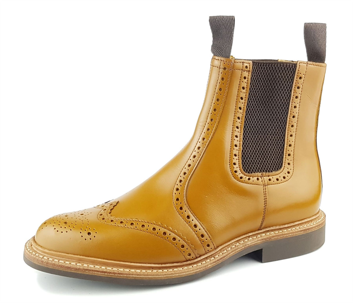 Charles Horrel England CH2008 Brogue Leather Welted Mens Chelsea Commando Boots