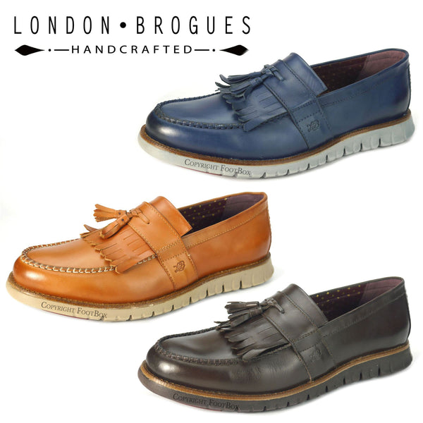 London Brogues Gatz Loafer Leather Lightweight Flexible Mens Shoes