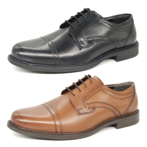 Oaktrak Charles Men's Derby Lace Up Formal Shoe Black or Tan Leather