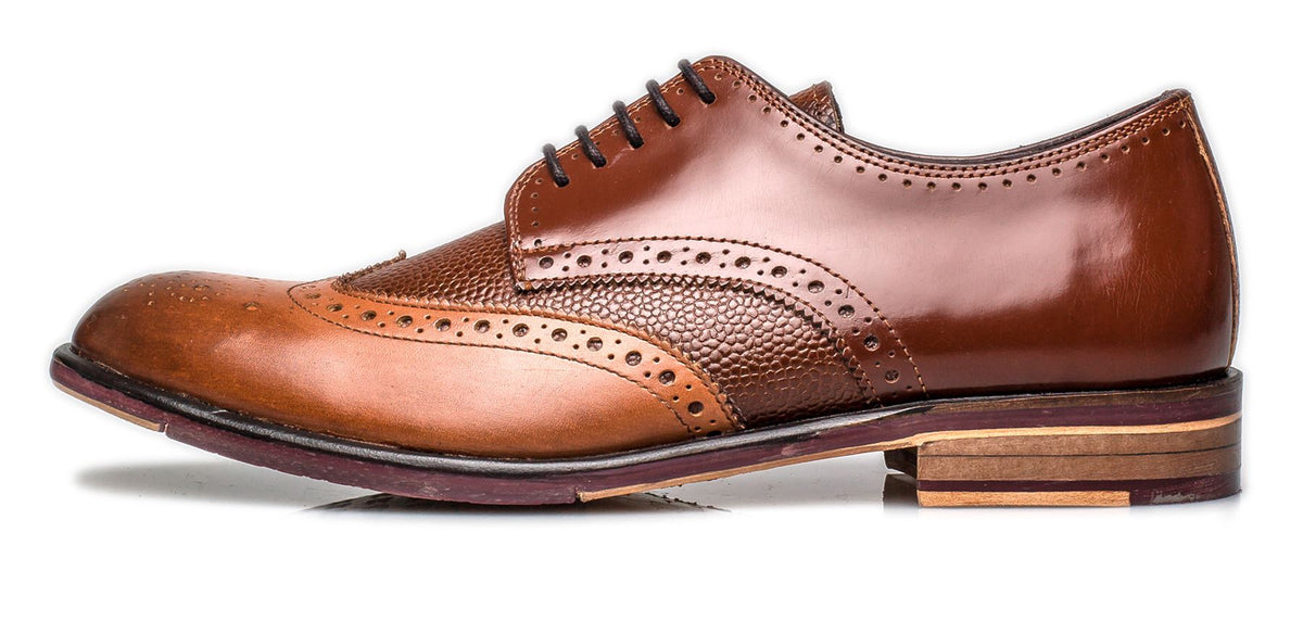 London Brogues Lincoln 5 Eye Mens Leather Sole Derby Shoes
