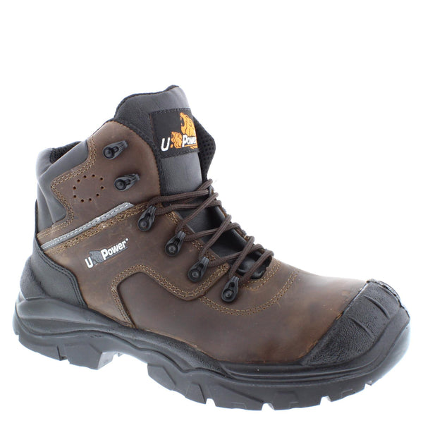U-Power Greenland S3 Brown Leather Lace Up Metal Free Toecap Safety Boots
