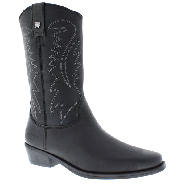 Wrangler Tex Hi Mens Leather Pull on Pointed Cowboy Western Boots