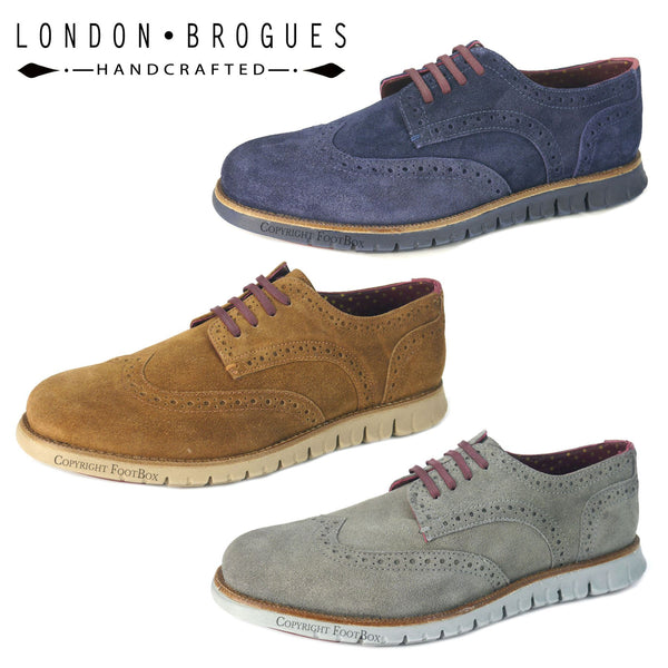 London Brogues Gatz Derby Suede Lightweight Flexible Mens Shoes
