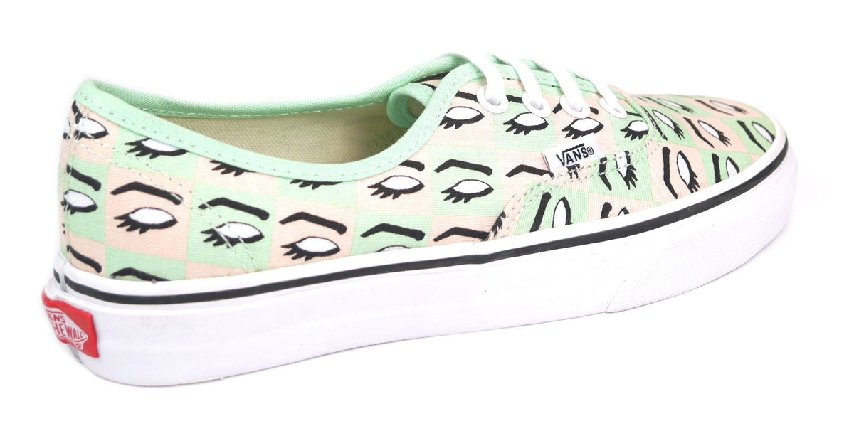 VANS Authentic Kendra Dandy Mod Eye Teal White Lace Up Womans Trainers Canvas