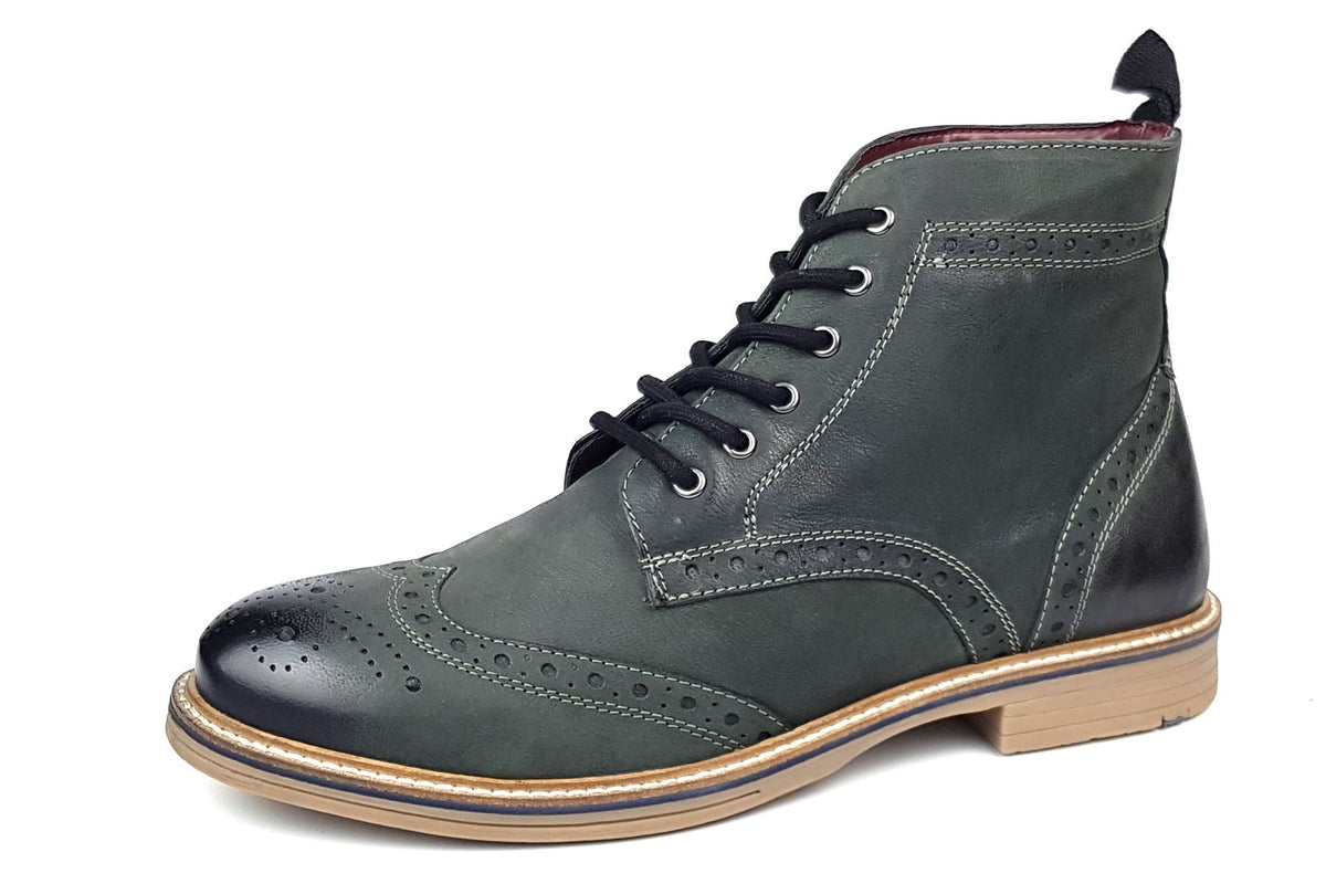 Frank James Bexley Leather Lace Up Brogue Rubber Sole Mens Boots
