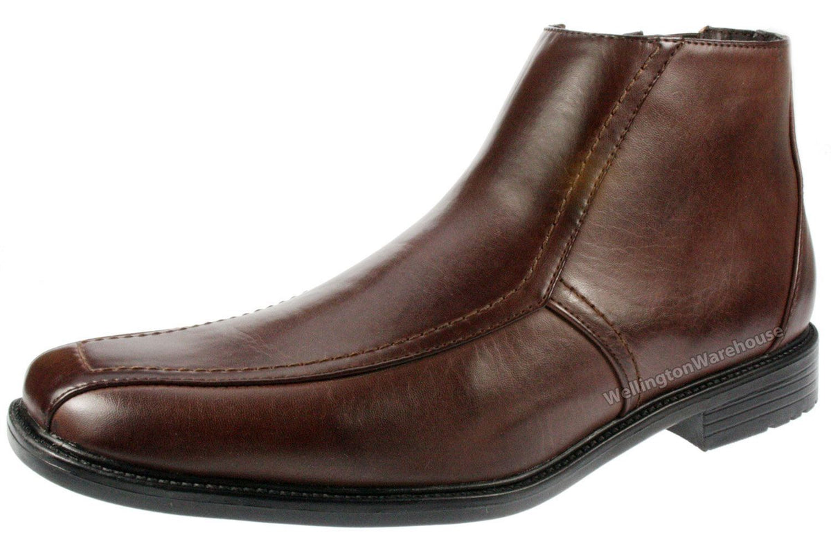 US Brass Mens Johnson smart brown zip up ankle chelsea boots