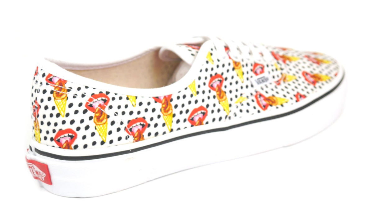 VANS Authentic Kendra Dandy Scream Lips White Lace Up Womans Trainers Canvas