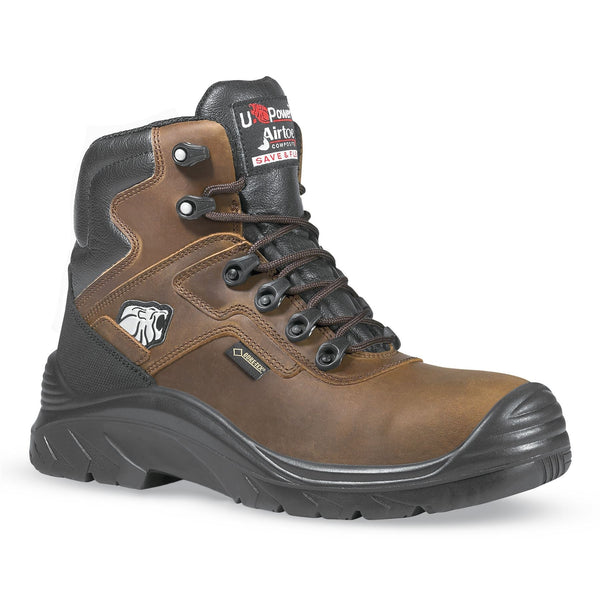 U-Power Climb Gore-Tex Metal Free Brown Grain Leather Mens Safety Toecap Boots