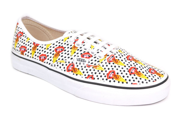 VANS Authentic Kendra Dandy Scream Lips White Lace Up Womans Trainers Canvas