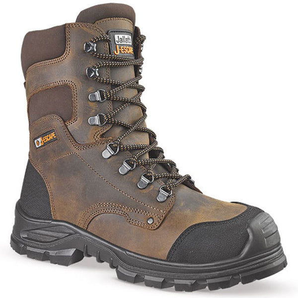 Jallatte Jalsequoia JJE42 Brown Full Grain Leather Hi Leg Steel Toe Mens Lace Up Boots