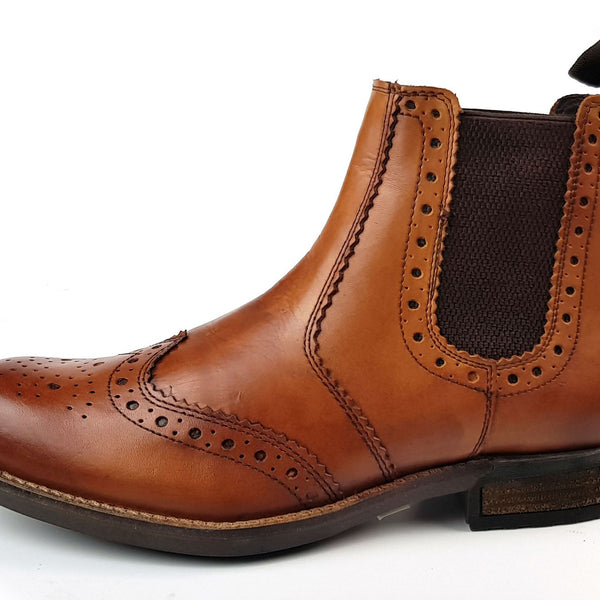 Roamers M980 Mens Brogue Chelsea Dealer Cleated Sole Boots