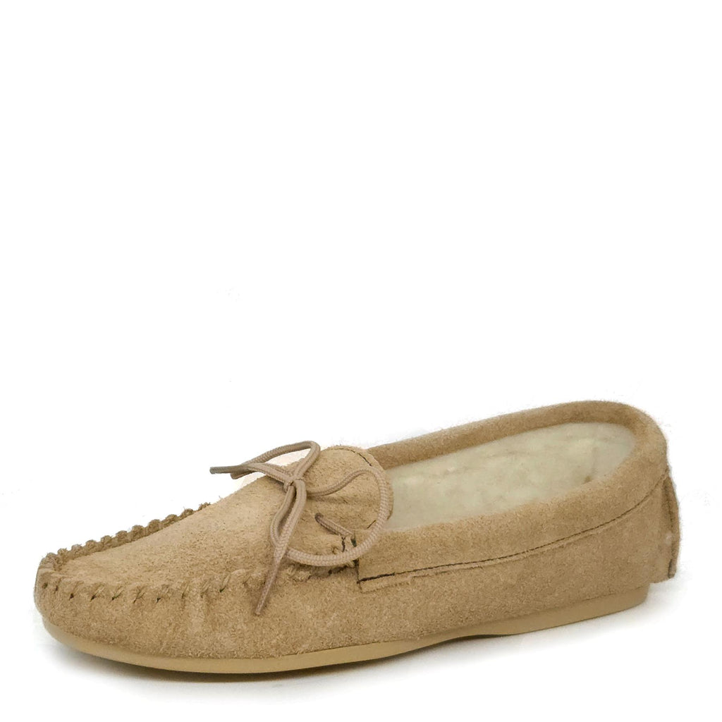 Coopers Suede Wool Lined Ladies Pink Moccasin Slippers Made In England