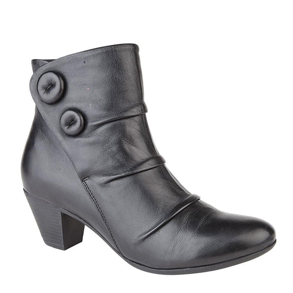 Cipriata Emma Ruched Vamp Inside Zip Button Ankle Boot