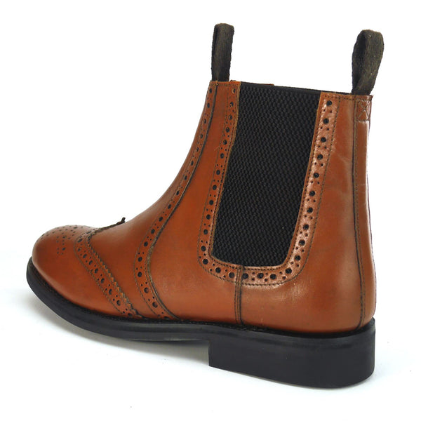 Frank James Benchgrade Evesham Leather Welted Chelsea Brogue Dealer Boots Rubber Sole