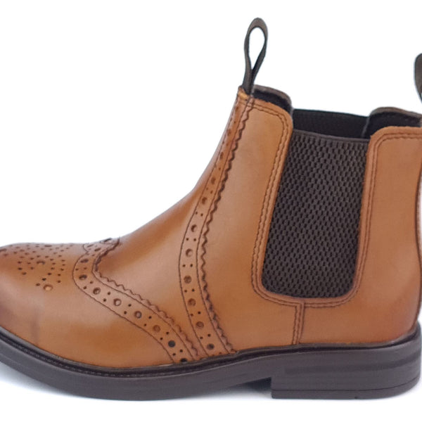 Frank James Wrexham Boys Girls Brogue Chelsea Leather Jodphur Ankle Pull On Boots