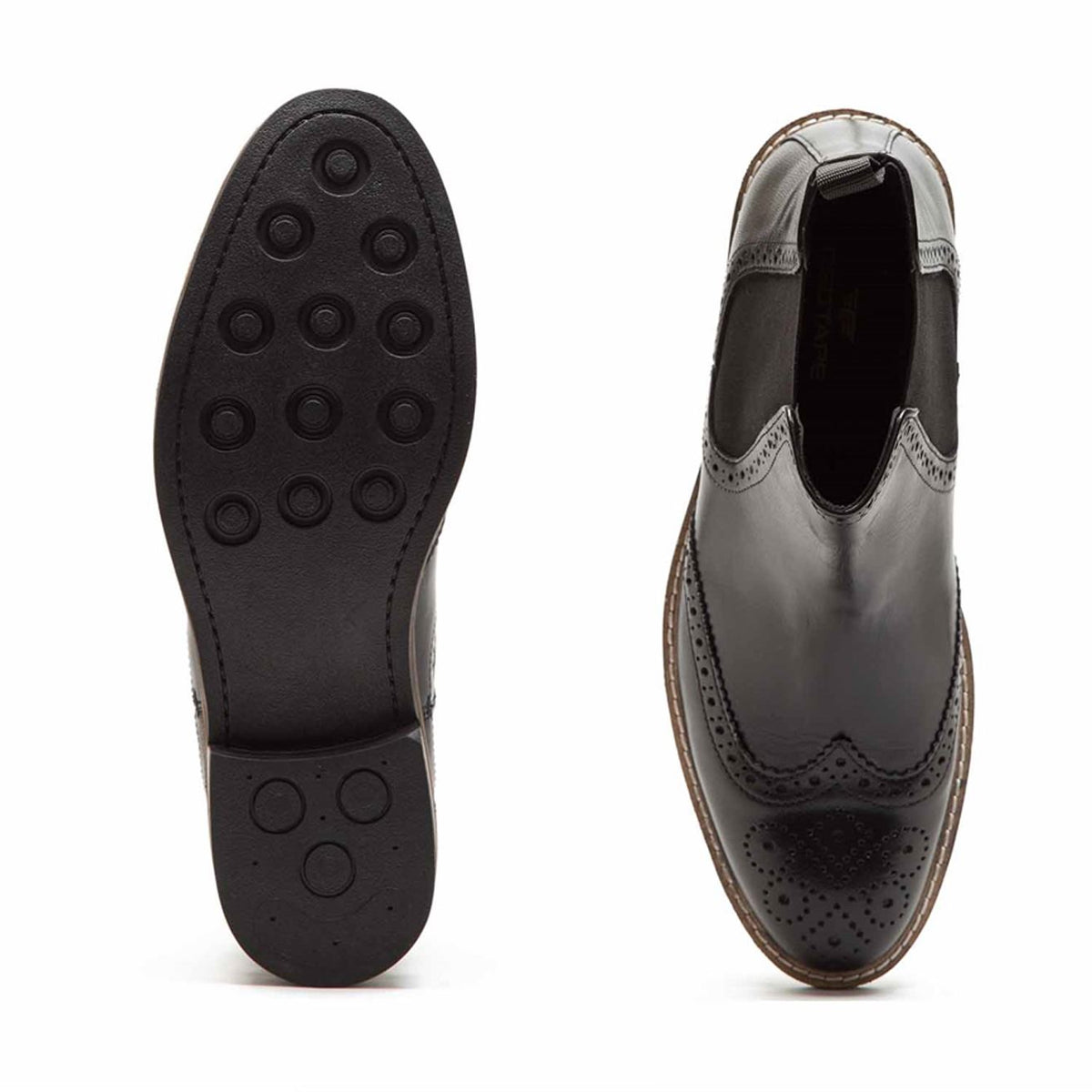 Thomas Crick Downton Brogue Mens Chelsea Pull On Leather