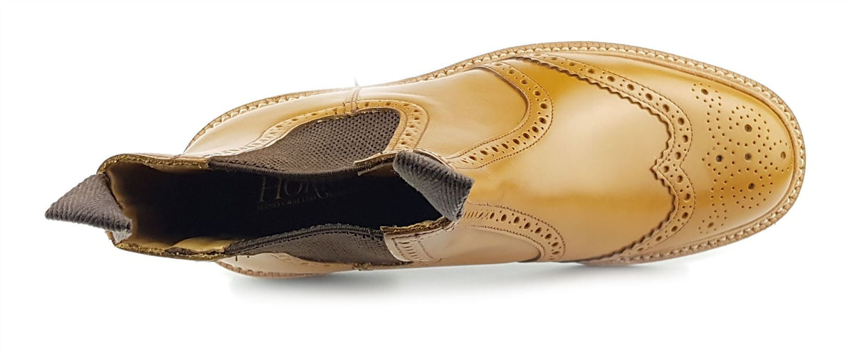Charles Horrel England CH2008 Brogue Leather Welted Mens Chelsea Commando Boots