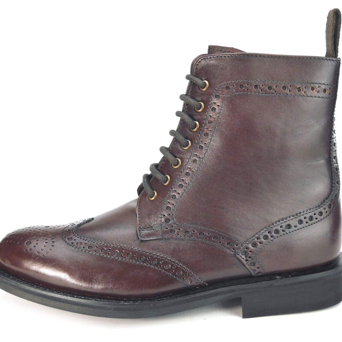Frank James Benchgrade Cotswold Leather Welted Lace Up Brogue Rubber Sole Dealer Boots