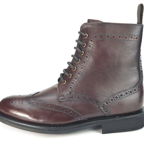 Frank James Benchgrade Cotswold Leather Welted Lace Up Brogue Rubber Sole Dealer Boots