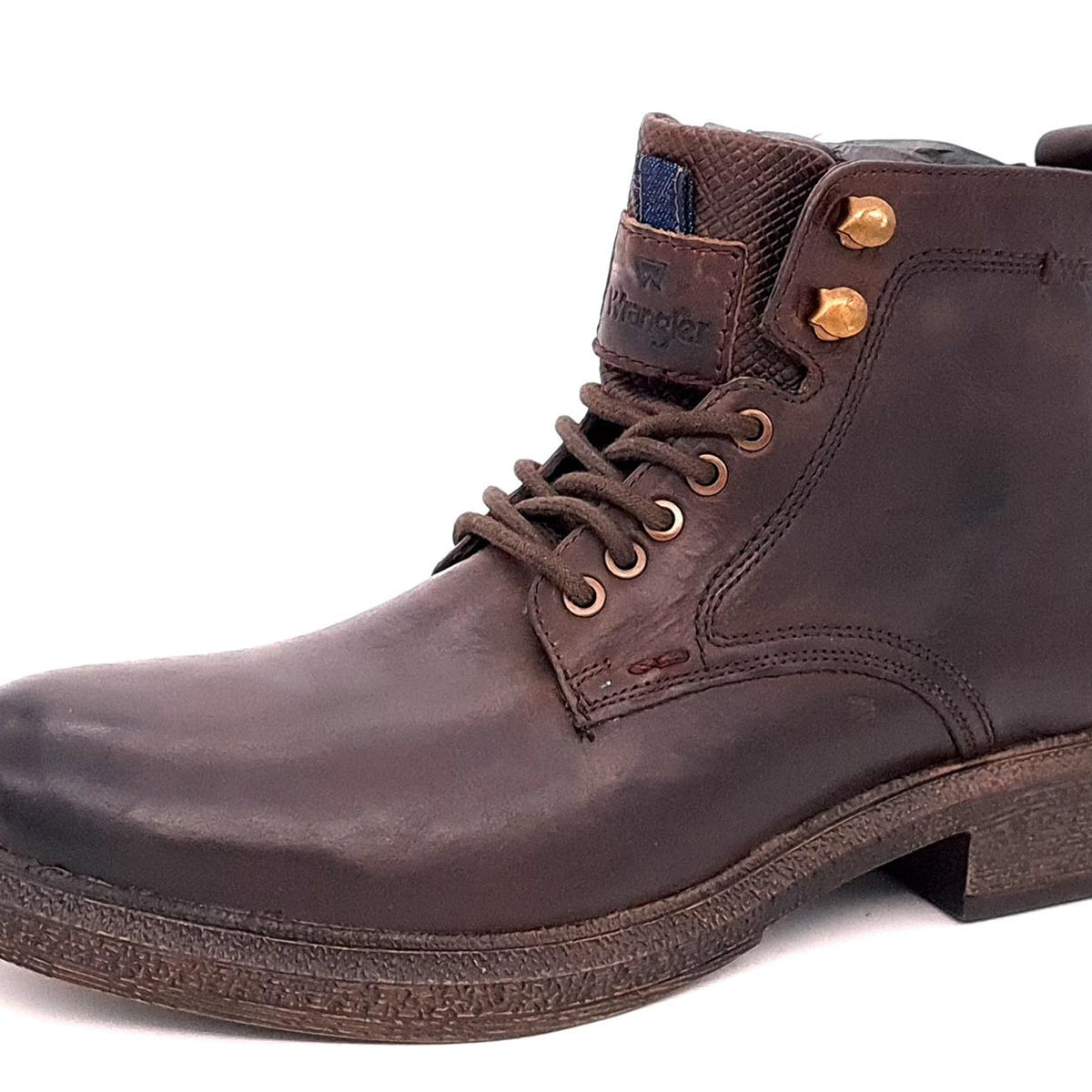 Wrangler Custom Leather Lace Zip Up Mens Combat Boots