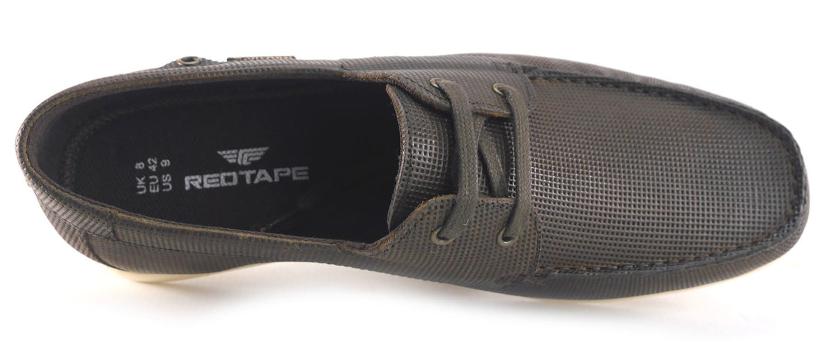 Red Tape Crick Mens Casual Leather Pepperpot Lace Up Boat Shoes