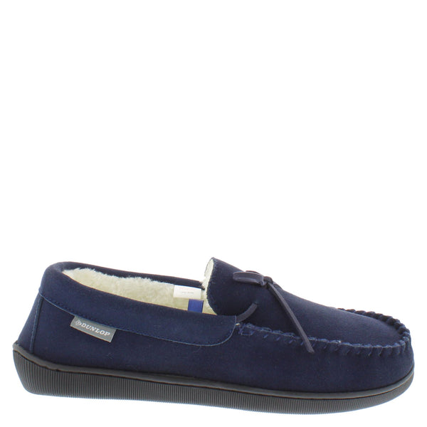 Dunlop Joshua Leather Faux Fur Lined Mocassin Slippers