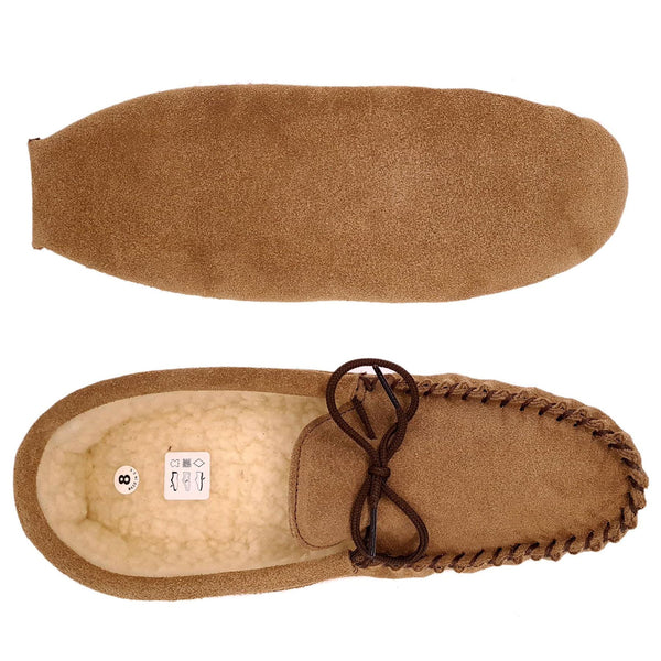 Coopers Suede Fleece Lined Soft Sole Mens Moccasin Slippers Made In England