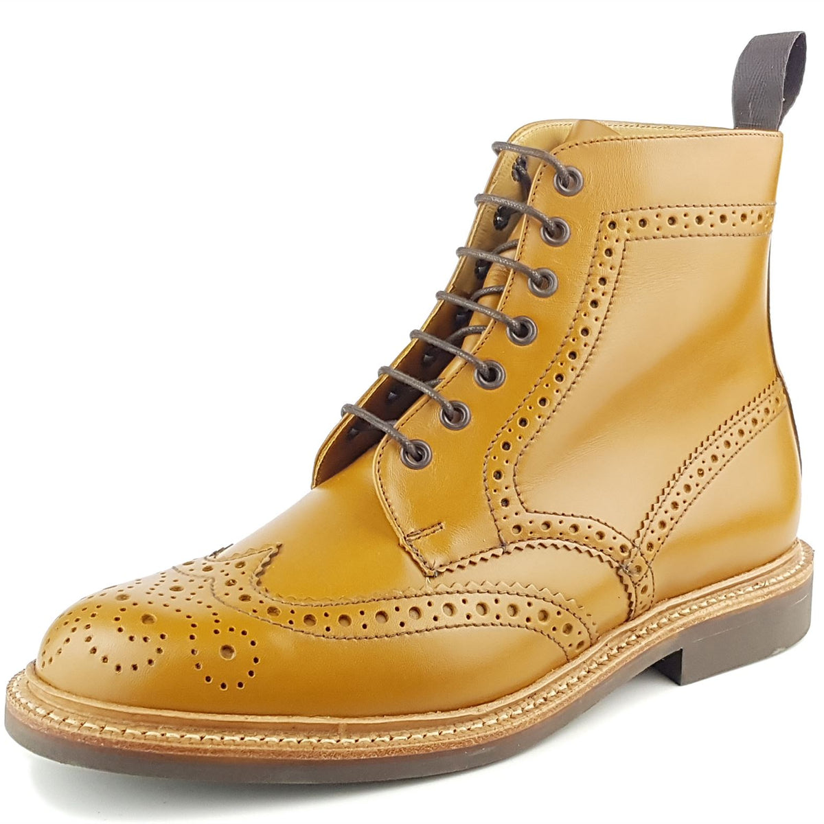 Charles Horrel England CH2009 Brogue Leather Welted Lace Mens Commando Boots