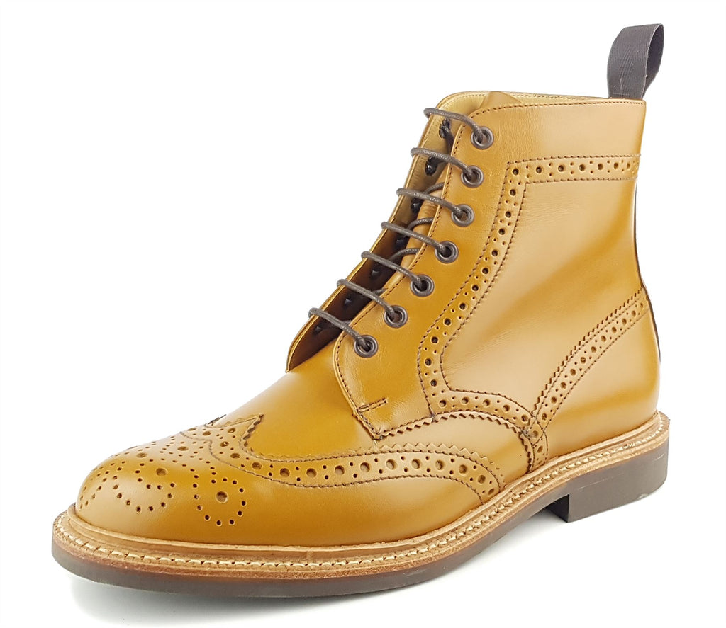 Charles Horrel England CH2009 Brogue Leather Welted Lace Mens Commando Boots
