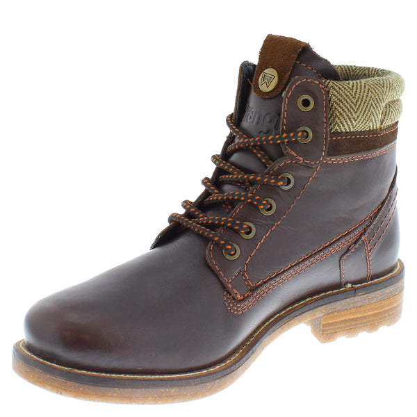Wrangler Hill Tweed Lace Leather Combat Mens Boots
