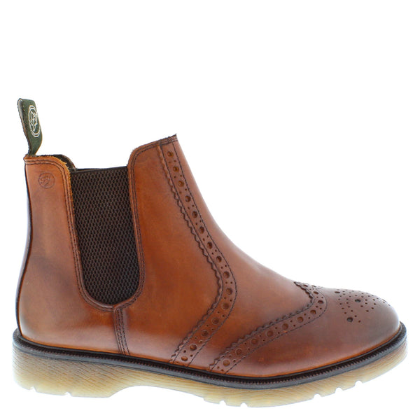 Frank James Warkton Leather Pull On Mens Brogue Chelsea Boots