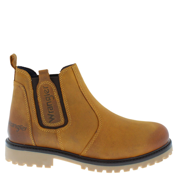 Wrangler Yuma Chelsea Ankle Leather Pull On Mens Boots