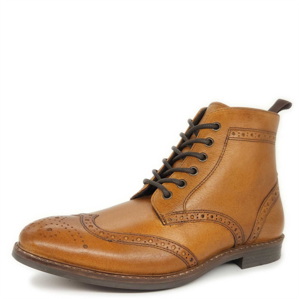Red Tape Crick Glaven Brogue Lace Up Leather Mens Boots