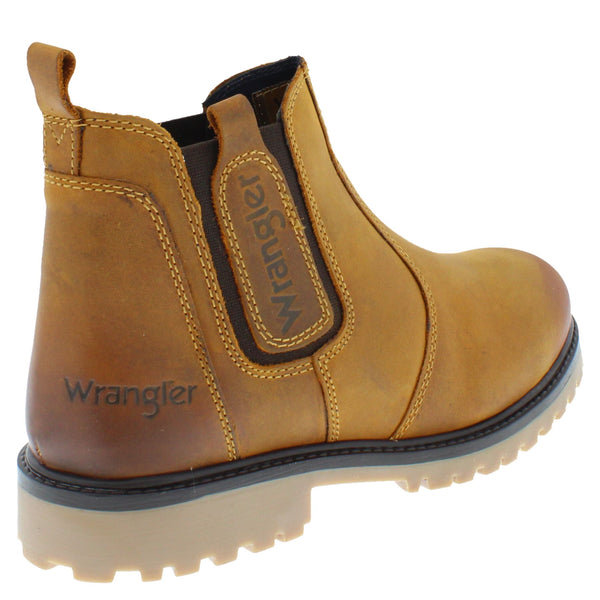 Wrangler Yuma Chelsea Ankle Leather Pull On Mens Boots