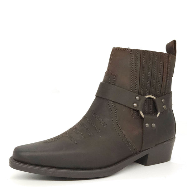 Wrangler Tex Strap Mid Cowboy Western Pull On Chelsea Leather Boots