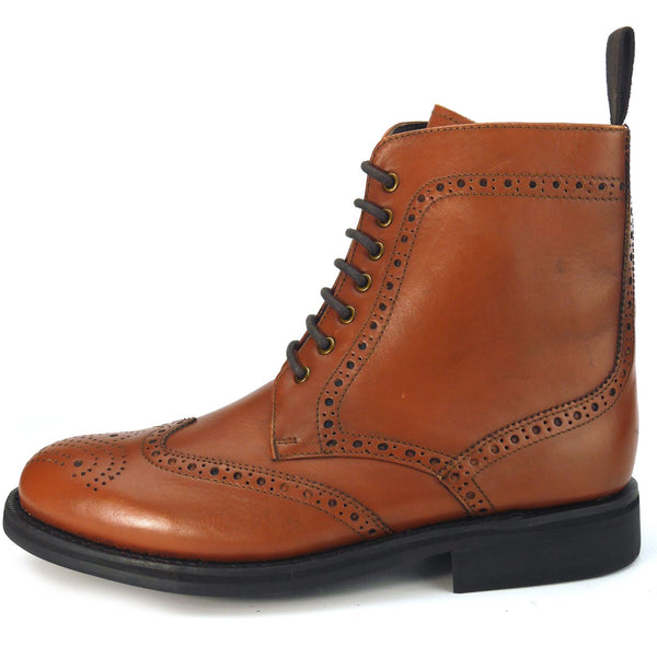 Frank James Benchgrade Cotswold Leather Welted Lace Up Brogue Rubber Sole Dealer Boots