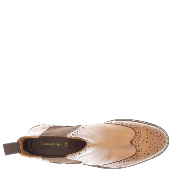 Thomas Crick Downton Brogue Mens Chelsea Pull On Leather