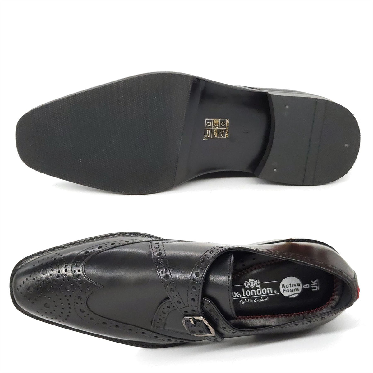 HX London Barnet Monk Strap Brogue Shoes