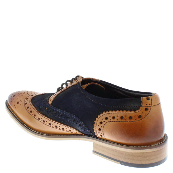 Frank James Redford Mens Leather Lace Up Wingtip Formal Gatsby Evening Brogue Shoes