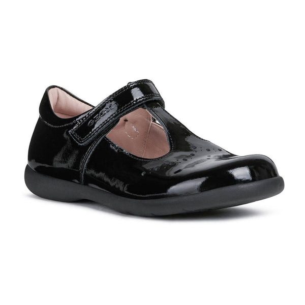 Geox Girls School Black Patent Buckle Naimara Girl Ballerina