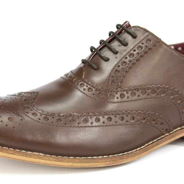 London Brogues Mens Leather Lace Up Wingtip Formal Gatsby Evening Brogue Shoes