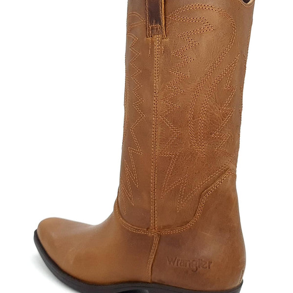Wrangler Tex Hi Mens Leather Pull on Pointed Cowboy Western Boots
