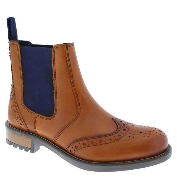 Frank James Fulham Cleated Leather Pull On Brogue Mens Chelsea Boots