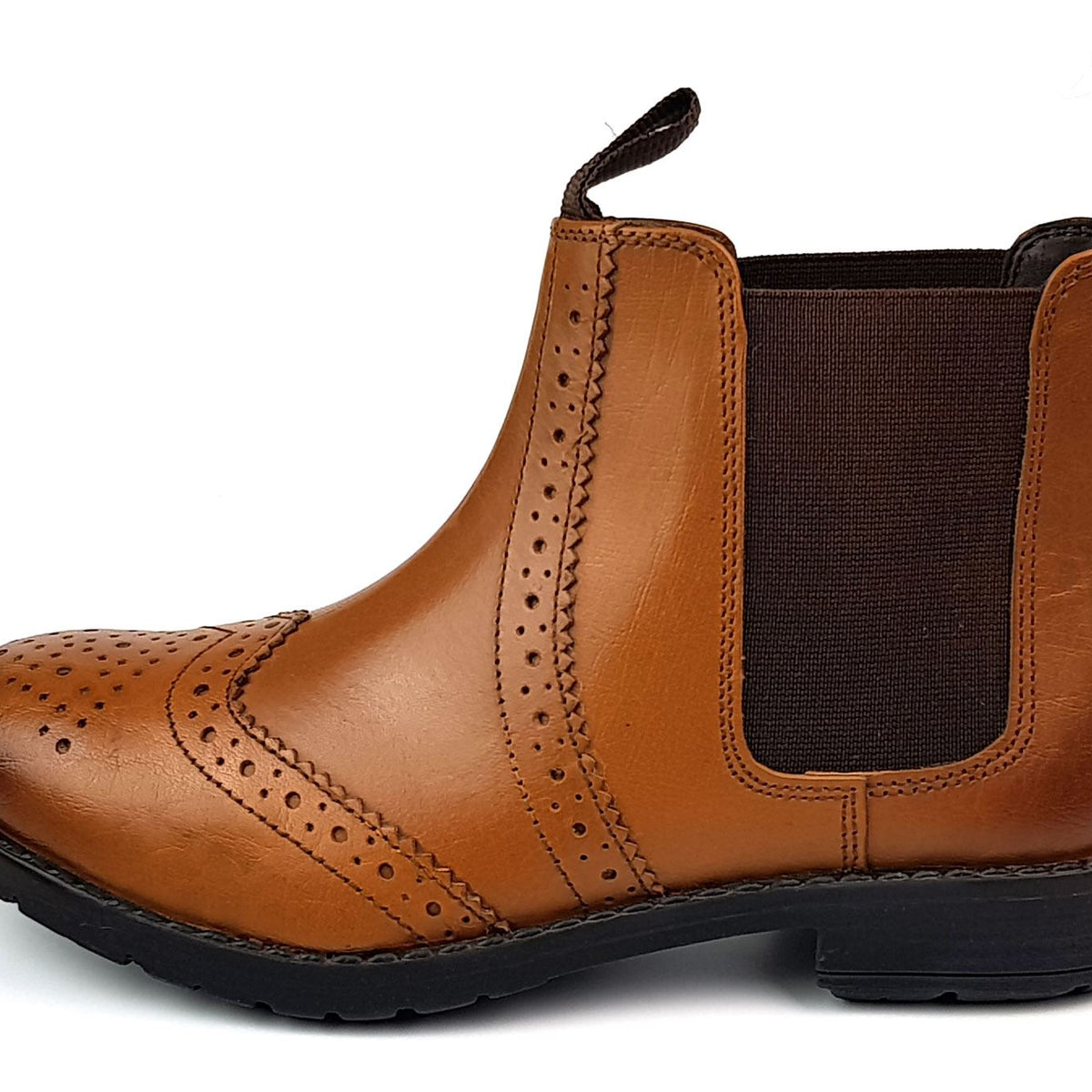 New Earth Rider Boys Leather Brogue Dealer Jodphur Chelsea Boots