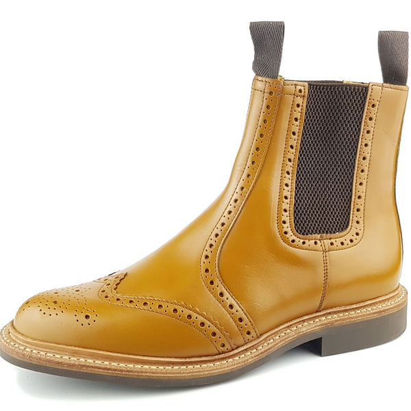 Charles Horrel England CH2008 Brogue Leather Welted Mens Chelsea Commando Boots
