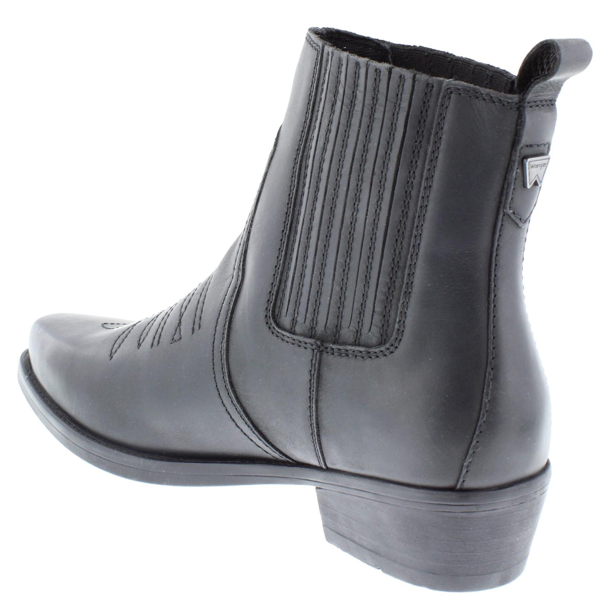 Wrangler Tex Mid Leather Pull on Mens Cowboy Western Chelsea Pointed Boots