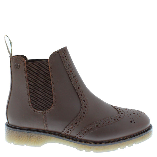 Frank James Warkton Leather Pull On Mens Brogue Chelsea Boots