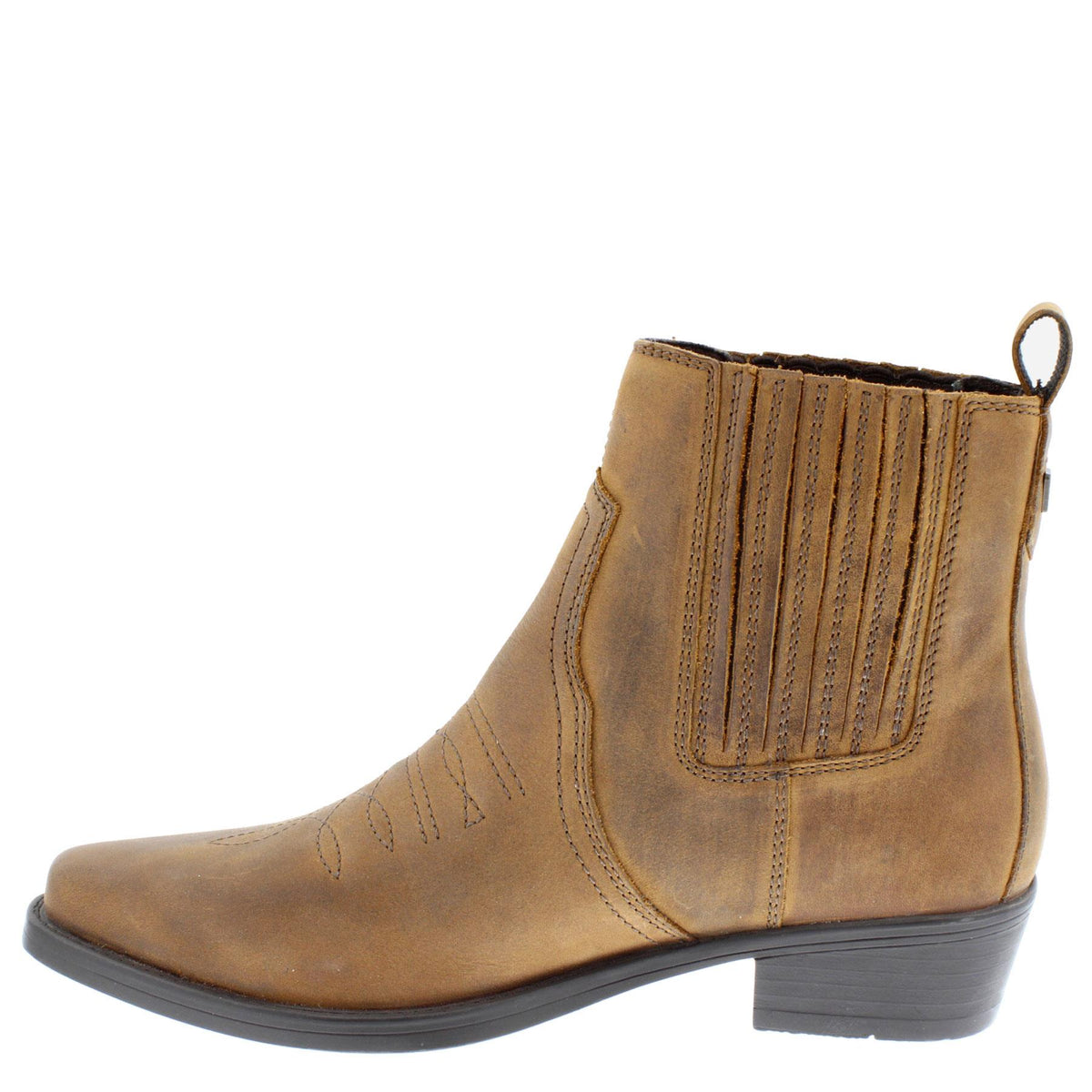 Wrangler Tex Mid Leather Pull on Mens Cowboy Western Chelsea Pointed Boots