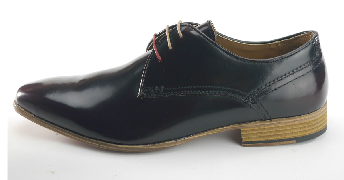 Frank James Shoreditch Mens Leather Hi Shine Lace Up Gibson Formal Shoes