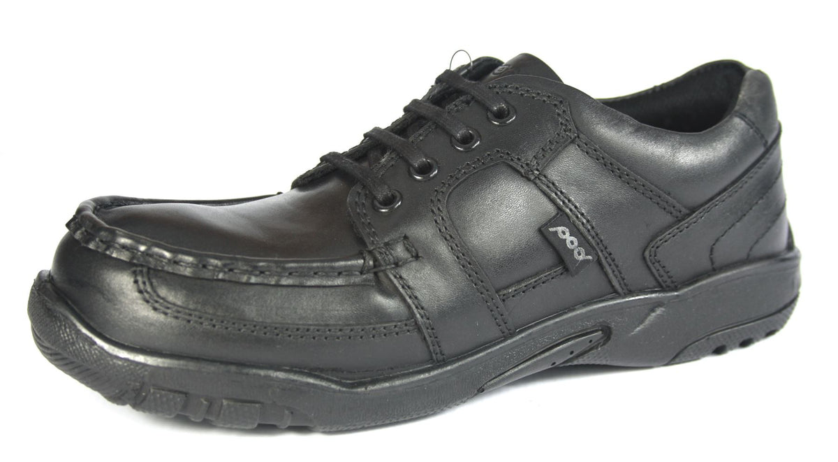 POD Grant Lace Up Black Leather Boys School Formal Casual Shoes